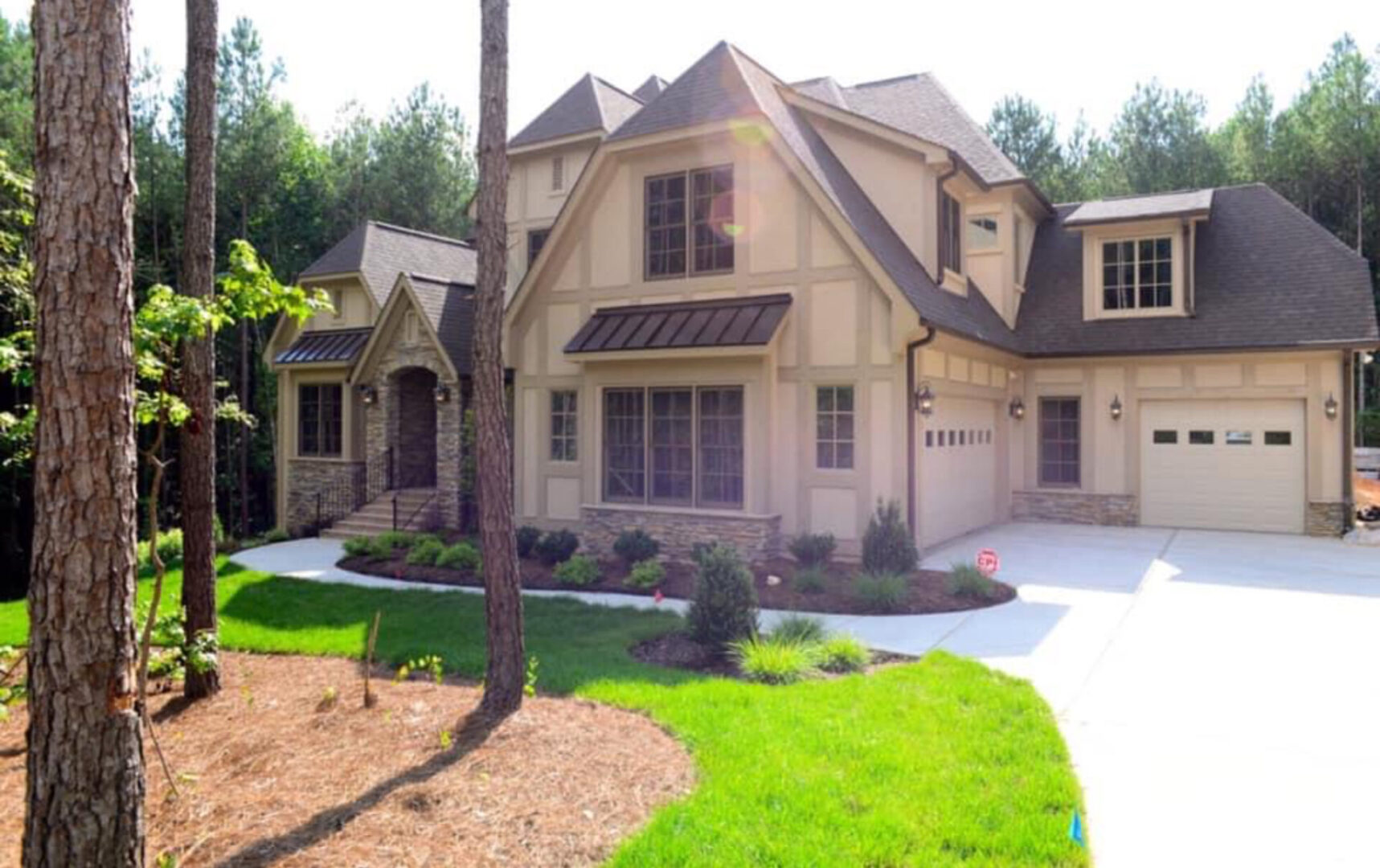 Tudor home before exterior painting
