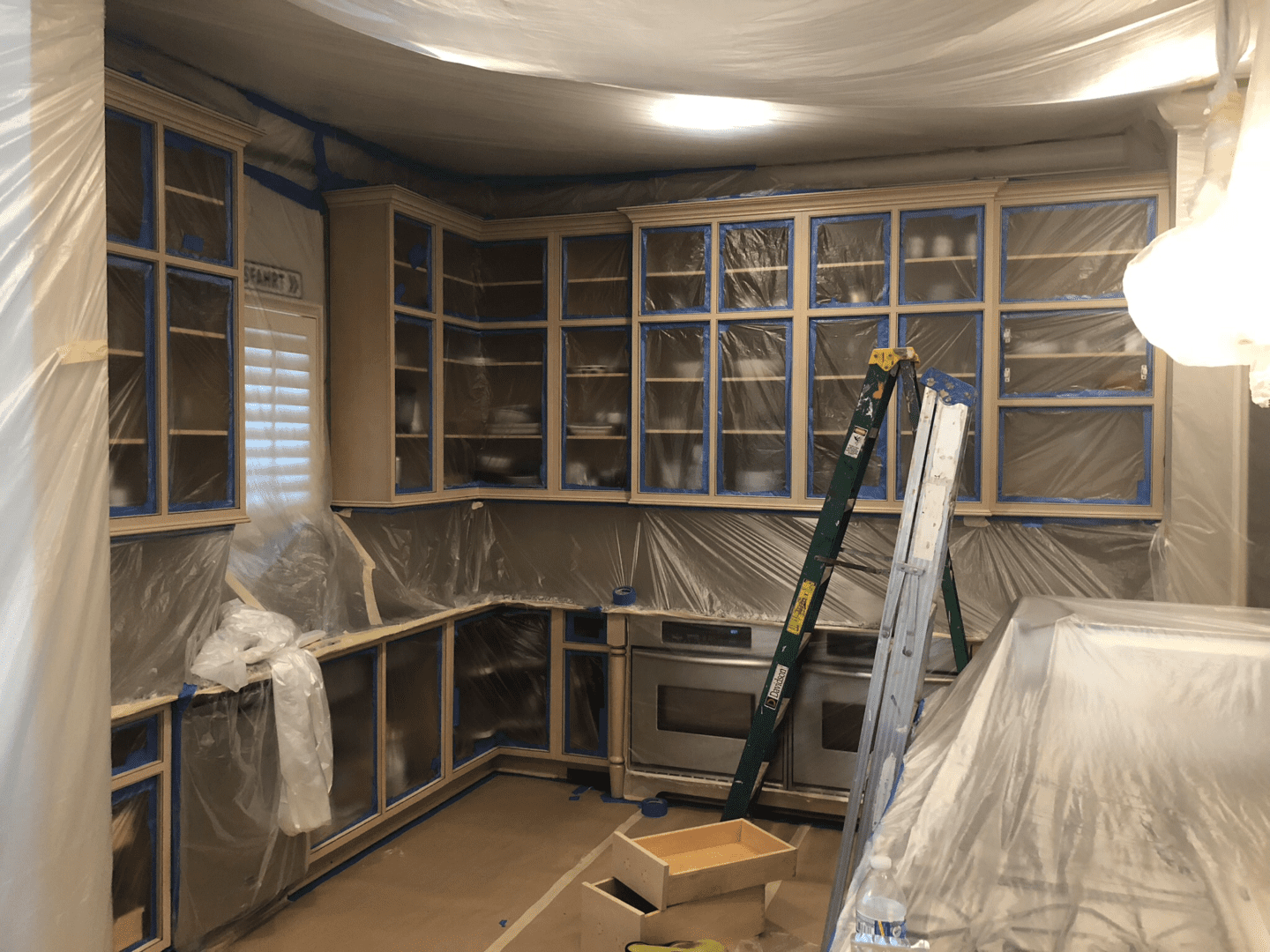Cream cabinets in progress