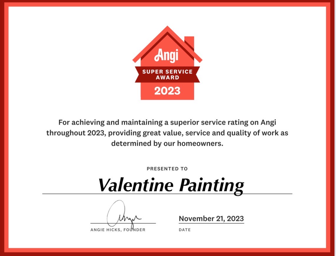 Angie's List Super Service Award 2023 for Valentine Painting.