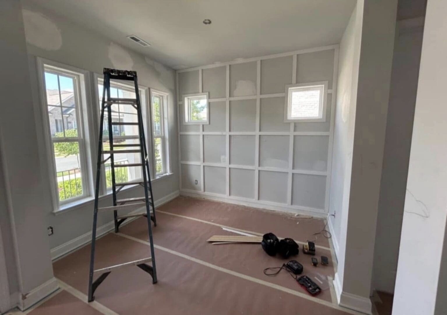 French Doors and Paneled Accent Wall added for future home office - Before