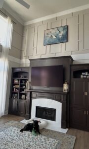 Built-in with Modern Geometric Wall Moldings installed and refinished - After